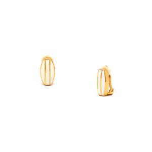 Rodney Holman white enamel oval button clip-on earrings set in 18ct gold plate