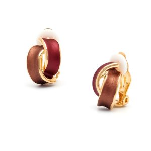 Rodney Holman Red Enamel Bow Clip On Earrings - Make Me Beautiful - the clip on earrings specialists Rodney Holman 18ct Gold Plate Bow Clip On Earrings - Red Enamel