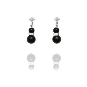 ERCL-SS-33 Round Bead & Crystal Clip On Earrings