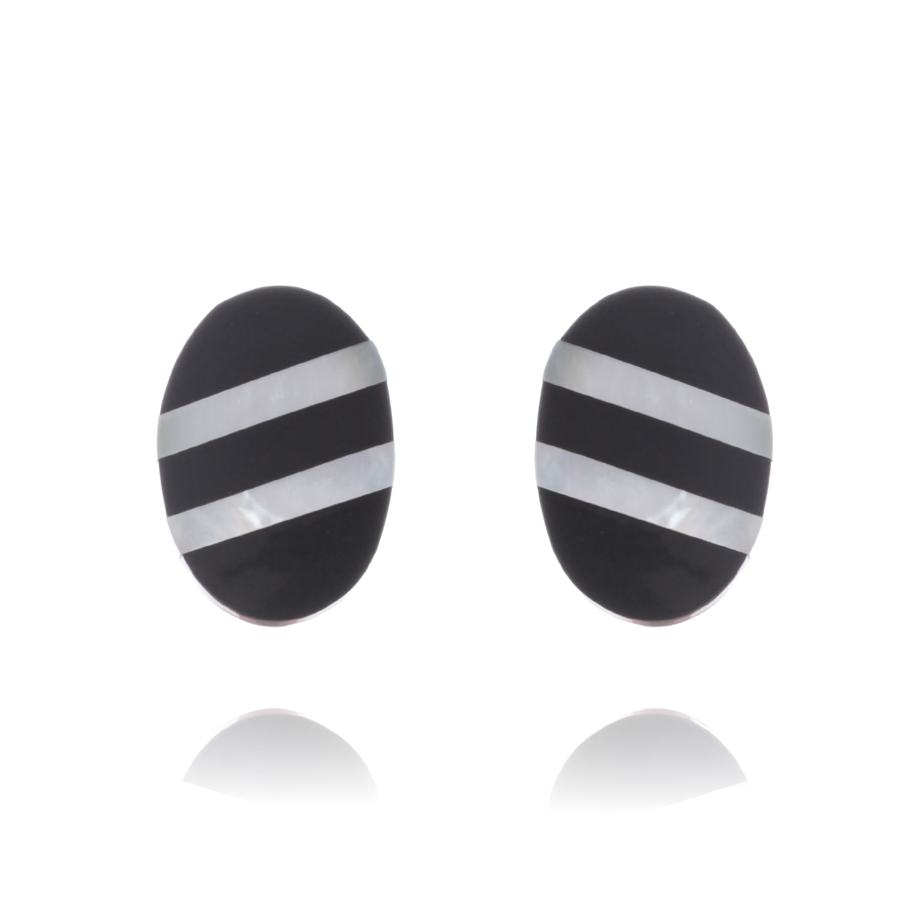Mother of Pearl Striped Wood Button Clip On Earrings - Make Me Beautiful - the clip on earrings specialists Mother of Pearl Striped Wood Button Clip On Earrings
