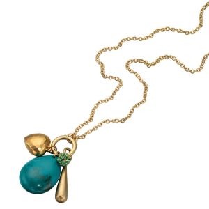 Fiorelli Turquoise Stone Drop Gold-Tone Necklace - Make Me Beautiful - the clip on earrings specialists Fiorelli Turquoise Stone Drop Gold-Tone Necklace