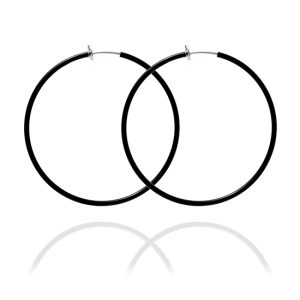 Sexy Spring Loaded Black Hoops - 6cm