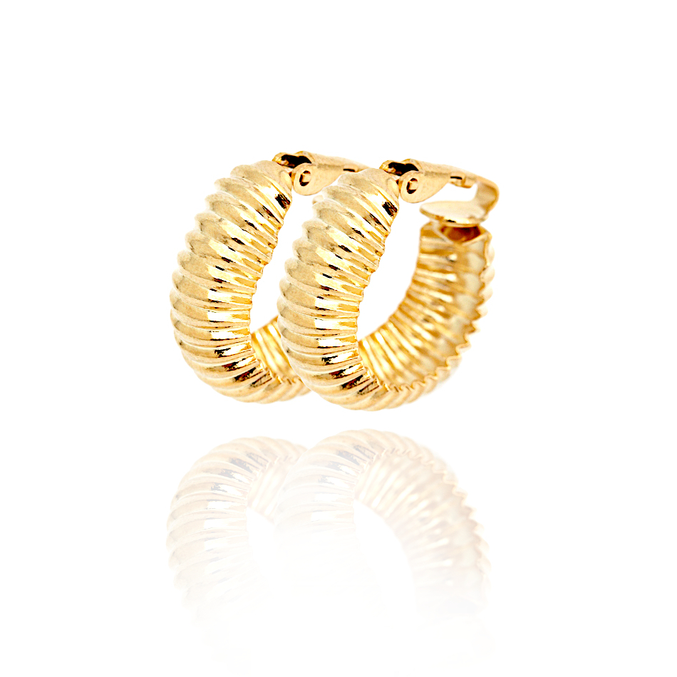 ERCL-MD-49-gold-ruched-clip-on-earrings - Make Me Beautiful - the clip on earrings specialists ERCL-MD-49 Gold Ruched Mini hoop Clip On Earrings - 2cm