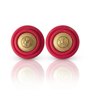 De Mulieribus Claris Magenta Shield Clip On Earrings
